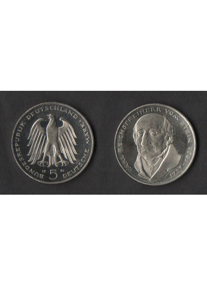 GERMANIA 5 Marchi Rame-Nickel Freiherr Vom Stein Politico 1981